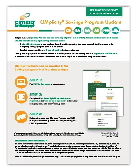 CIMplicity® Savings  Program Update